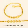 Pulsera de Trébol de Cuatro Hojas Hueca Chapada en Oro de 24 Quilates con Diseño de Hielo Triturado Brillante, Mismo Estilo que en las Joyerías, para Mujeres, Sensación de Lujo y Alta Gama