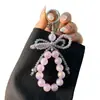 Cadena para teléfono de mariposa de cristal rosa, cordón antipérdida, llavero de alambre de acero de cristal de lujo ligero, exquisito, de alta gama, colgante para bolso
