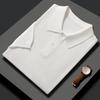 Delgada Primavera y Verano Seda de Morera Manga Corta para Hombre Base Negocios Casual Cuello POLO Lana Peinada Tejida Camiseta de Media Manga
