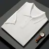 Camiseta de Manga Corta Fina para Hombre Primavera/Verano, Capa Base de Seda de Morera, Casual de Negocios, Cuello Polo, Tejido Fino de Lana, Manga Corta