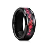 Anillo de Acero de Tungsteno de 8 mm de Venta Caliente Transfronteriza con Base Dorada e Incrustación Roja, Popular en Europa y América, Anillo para Hombre al por Mayor