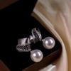 Pendientes de Botón con Perla de Circonita y Diseño Cepillado Estilo Buccellati 2026 con Cierres de Plata 925, Sensación de Lujo Ligero de Alta Gama, Superventas Transfronterizo