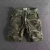 Shorts de Trabalho Masculino Multibolsos para Comércio Transfronteiriço, Corte Reto Solto, Comprimento no Joelho, Camuflado