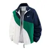 Chamarra Cortavientos Deportiva Casual de Bloques de Color para Hombre Otoño, Chaqueta con Cremallera Cortavientos Patchwork de Marca Moderna para Hombres y Parejas