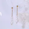 Brincos Longos de Pérola Estilo Exquisito Feminino, Brincos de Nicho, Brincos Simples e Versáteis, Brincos de Luxo Leve e de Alta Qualidade