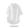Polo Americano High Street Desconstruído Patchwork com Meio Zíper e Manga Curta, Verão Cleanfit Ombro Regular Gola Alta Camiseta de Manga Curta