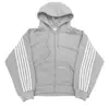 Sudadera con capucha a rayas bordada Hcw Retro Europeo y Americano Tendencia Y2K Holgada con Cremallera Estilo Europeo y Americano Conjunto de Sudadera y Pantalones Otoño e Invierno
