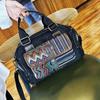 Bolso de Lona Denim Retro con Bordado de Estilo Étnico y Piel Suave para Mujer, Bolso de Mano y Bolso Cruzado [Precio Limitado de 128 Yuan]