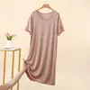 Vestido Nuevo de Modal de Verano con Lunares, Mangas Cortas, Longitud Media, Corte Holgado, Tallas Grandes, Vestido Recto Casual Versátil