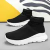 Zapatos de calcetín altos de malla tejida transpirable de suela suave para hombre para otoño, realzantes de altura, sin cordones, casuales, versátiles, deportivos, de moda