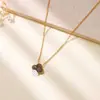 Collar de Acero de Titanio de Trébol de Cuatro Hojas para Mujer, Colgante de Trébol de la Suerte de Doble Cara, Joyería de Acero Inoxidable con Gradiente de Venta Caliente Transfronteriza, Lujo Ligero de Gama Alta