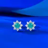 2026 Nuevo Modelo Pendientes de Girasol Paraíba Cultivado de Plata 925 con Diamante Redondo de 5.0 mm, Elegante Transmisión en Vivo Transfronteriza