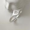 Anillo para Mujer con Estrella de Seis Puntas y Círculo Liso Cepillado, Abierto, Lujo Ligero, Nicho, Alta Calidad, Anillo de Dedo Plata Mate Estilo Simple, Joyería de Nueva Llegada