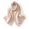 Bufanda de punto de cachemira de color liso estilo coreano, unisex, extralarga, gruesa, cálida y a la moda con un diseño calado