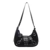 Bolso nuevo de moda 2025 con forma de media luna, versátil para ir al trabajo, bolso de hombro, bolso cruzado, estilo retro de motocicleta, bolso de moda para mujer bajo el brazo