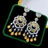 Nuevos pendientes bohemios de lujo con diamantes amarillos Asche, con postura ondulante y diamantes de alto carbono para mujer.