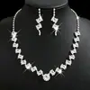 Fornecido diretamente pelo fabricante: Conjunto de colar e brincos de strass ultra brilhantes estilo coreano, colar totalmente cravejado de diamantes brilhantes, acessórios para vestido