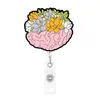 Porta-credencial retráctil temático de corazón, órganos y cerebro transfronterizo, porta-tarjeta de nombre acrílico plano, hebilla retráctil para enfermera
