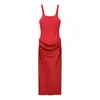 Venta Caliente Transfronteriza de AliExpress Nuevas Llegadas Primavera 2026 Ropa de Mujer Color Sólido Adelgazante Sin Mangas Plisado Vestido Largo