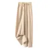 Pantalones de Lana 100% Pura de Pierna Ancha con Cintura Elástica y Cordón para Otoño e Invierno, Casual Holgado Versátil con Caída Rectos de Lana