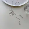Colar pingente floral estilo coreano estilo ins doce, corrente longa para suéter requintada de nicho, nova joia moderna e versátil