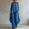Comercio exterior transfronterizo europeo y americano 2026 nuevo estilo diseño irregular blusa de manga larga y pantalones de pierna ancha traje holgado de dos piezas para mujer