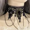 Accesorios negros collar joyería de cuello collar de encaje collar cadena de clavícula vintage collar correa para el cuello femenina temperamento decorativo