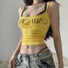2038 # Camisola sin costuras con estampado de letras para mujer con almohadillas para el busto para uso exterior Corta Chica Hot Espalda Hermosa Chaleco Versátil