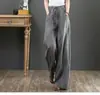 Pantalones de Mujer de Algodón y Lino Estilo Coreano Literario de Múltiples Colores de Dieciséis Colores para Primavera y Verano, Holgados, Talla Grande, Pierna Ancha, Cintura Alta, Largo hasta el Suelo, Pierna Recta