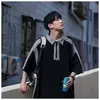 Camisa Polo Masculina de Manga Curta Cityboy Retrô Japonês Camiseta de Meia Manga Marca Tendência High Street Americana Manga de Cinco Pontos Pesada