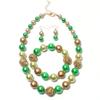 Joyería Sencilla Transfronteriza Europea y Americana Juego de Tres Piezas de Perlas Collar Geométrico Asimétrico Collar para Mujer 18890