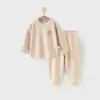 Conjunto Térmico Infantil para Primavera, Outono e Inverno, Conjunto Base de Duas Peças Quente para Crianças, Forrado com Fleece e Espessado