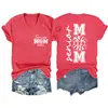 Mãe Sênior 2027 Amazon Wish Site Independente Moda Versátil Feminina Gola V Manga Curta Camiseta Transfronteiriça