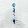 Pendientes de Estrella de Cuatro Puntas de Aleación de Titanio Astmf-136 Titanio G23 Rosca Interna Pendientes de Circonita Piercing Joyería para Piercing Cabeza