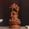 Nuevas Figuras de Talla en Madera de los Tres Santos Venus Adornos de Buda Buda Amitabha Bodhisattva Mahasthamaprapta Botella Pura Artesanía de Guanyin