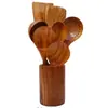 Madera de Teca antiadherente utensilios de cocina espátula de madera mango largo espátula de madera espátula para verduras espátula de madera de Acacia juego de utensilios de cocina para cocinar
