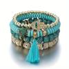 Pulseras Transfronterizas Vintage con Elementos de Ala, Cuentas de Bodhi Imitación, Pulseras Bohemias Multicapa, Conjunto Apilable de Cuatro Piezas, En Stock