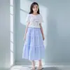 Saia Midi Plissada Linha A Plus Size 150kg para Mulheres, Saia de Verão Solta de Cintura Alta que Cobre os Quadris e Faz Você Parecer Mais Magra