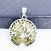 Colgante Hueco Transfronterizo Árbol de la Vida Cristal Natural Ágata Árbol del Dinero Collar Colgante Árbol de los Deseos Redondo