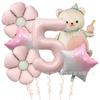Set de globos de película de aluminio de 40 pulgadas color caramelo, blanco leche, azul talco para bebé, digital, mate, oso mágico, pastel, flor de margarita