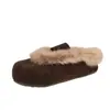 Zapatillas de Media Caña Cerradas de Velour de Moda con Forro Polar para Mujer Otoño/Invierno 2026 Nuevas Cálidas de Suela Plana con Aumento Oculto de Altura Zapatillas de Algodón Peludo