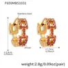 Praça Omaca Diamante Colorido Zircônia Super Brilho Brincos Pequenos Delicados Aço Inoxidável Banhado Ouro 18K Brincos Versáteis