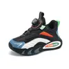 Zapatillas Deportivas para Niños Mayores con Hebilla Giratoria, Nuevo Modelo de Primavera, Superficie de Cuero con Polar Añadido, Zapatos de Malla para Niños y Niñas