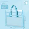 Bolsa de documentos portátil transparente de PVC, impermeable de doble capa y engrosada, bolsa de almacenamiento de gran capacidad para estudiantes de secundaria y preparatoria
