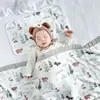 Toalha de Banho para Bebê, Gaze de Algodão Bambu de Quatro Camadas, Manta de Banho Absorvente para Bebê, Manta de Fibra de Bambu com Desenho Animado, Produtos para Mãe e Bebê