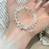 Prata Esterlina S925 Pérola Natural de Água Doce Pingente Polaris Pulseira Pétala Feminina Nicho Elegante Nobre Acessível Luxo Joia de Mão