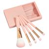 Mini brocha de maquillaje portátil Morandi en caja de color, juego de 5 herramientas de belleza para cabello súper suave con espejo