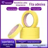 Fita Crepe Resistente a Altas Temperaturas, Amarela Personalizada, Adesivo Forte, Espessada, Fácil de Rasgar, Sem Resíduos, Caixa Fechada, Fita Crepe para Pintura Spray de Alta Temperatura