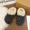 Roupa Externa Feminina Baotou Meio Aberta Quente Estilo Coreano 2026 Pantufas de Algodão com Pelo Outono Inverno Solado Grosso Bolinhas Pessoa Preguiçosa Novo Estilo Com Veludo