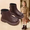 Botas femininas, Botas Martin, Novo estilo outono 2026, infantis pretas, forradas com fleece, espessadas, sapatos de algodão grandes, botas curtas, botas de neve quentes